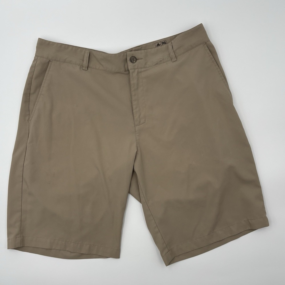 Adidas Golf Shorts Men 36 Khaki Tan Flat Front Performance Athletic W56387